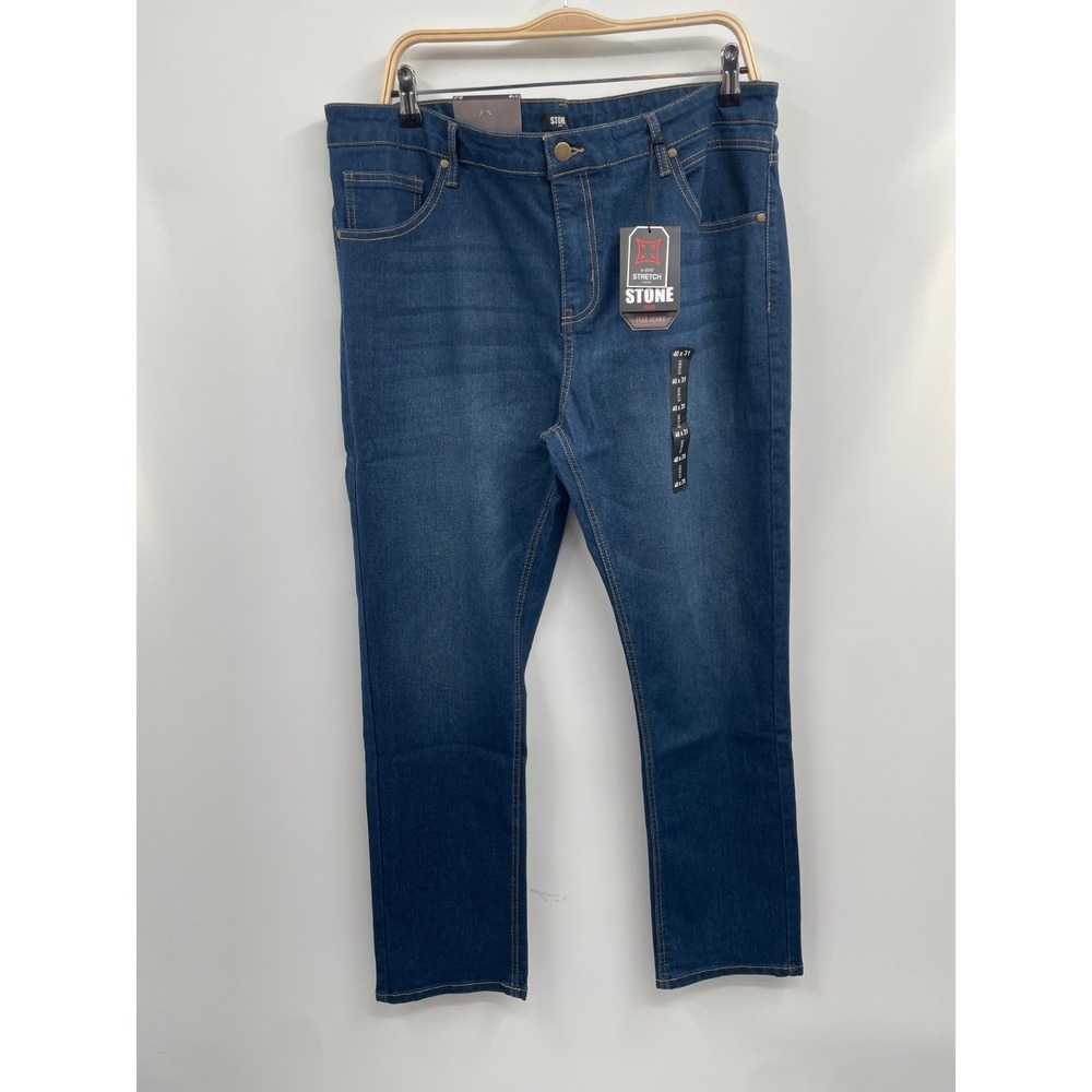 Stone Flex Jeans Men 40x31 Blue Denim Dark Wash Stretch Straight Leg Zip Fly NWT